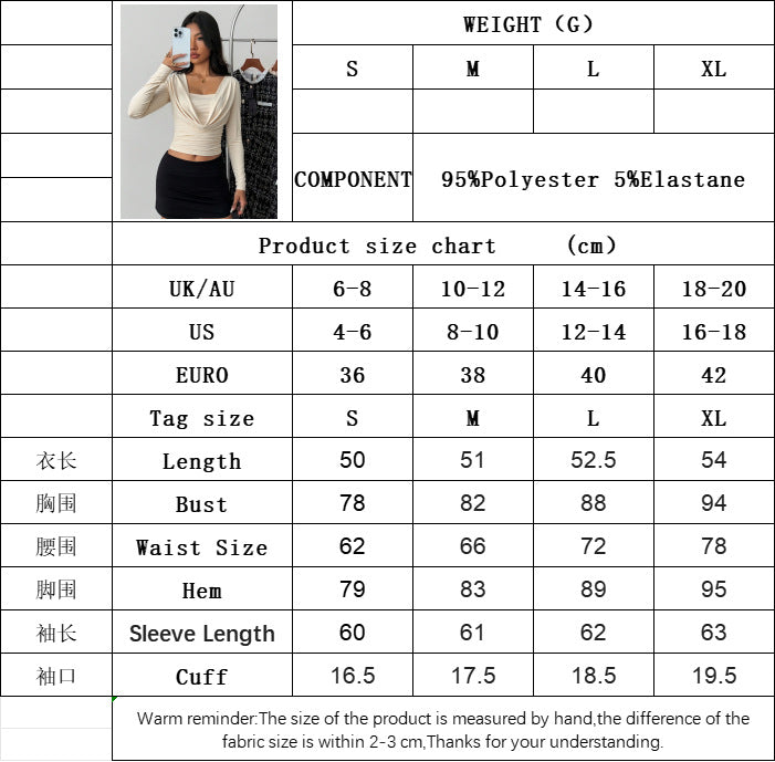 Cowleneck Knit Top for Women, Cropped Slim Fit Long Sleeve Blouse