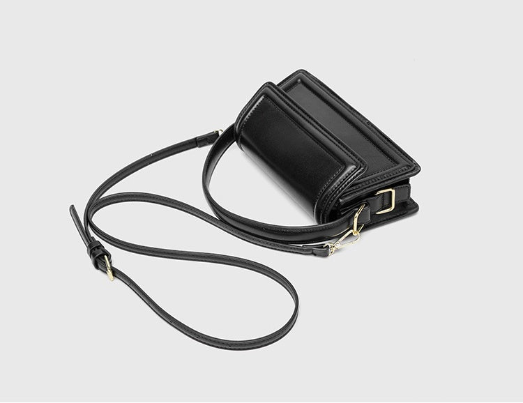 Magnetic Closure Saddle Bag - Adjustable Brown & Black PU Mini Crossbody Bag, Convertible Flap Handbag with Detachable Strap