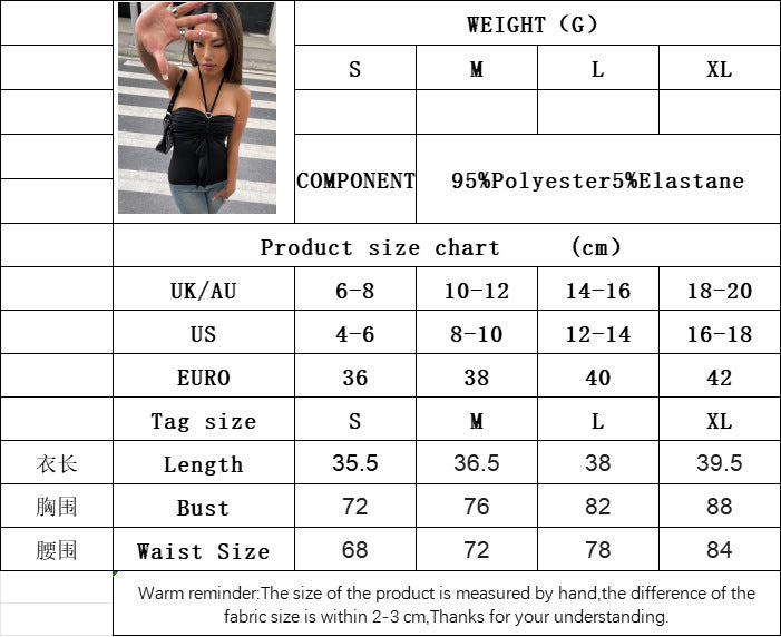 Halter Neck Backless Tank Top for Women, Sexy Sleeveless Slim Fit Cropped Blouse with Tie Detail