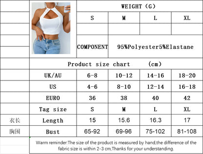 Halter Neck Backless Vest for Women, Sexy Solid Color Cropped Tank Slim Fit Midriff Top