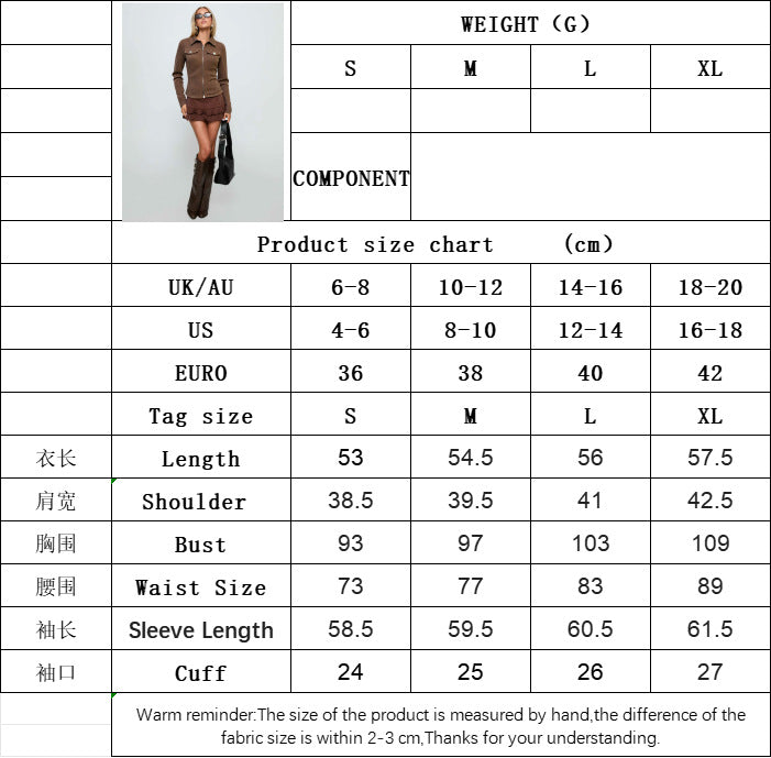 Dark Brown Zip Up Jacket for Women, Long Sleeve Slim Fit Utility Coat Casual Streetwear Fall Winter