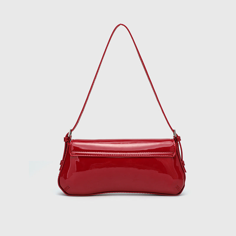 French Style Underarm Bag - PU Horizontal Square Flap Purse, Vintage Shoulder Bag with Adjustable Crossbody Strap