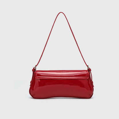 French Style Underarm Bag - PU Horizontal Square Flap Purse, Vintage Shoulder Bag with Adjustable Crossbody Strap