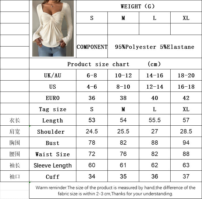 U-Neck Ruffle Detail Blouse for Women, Bell Sleeve Long Sleeve Pullover Elegant Casual T-Shirt