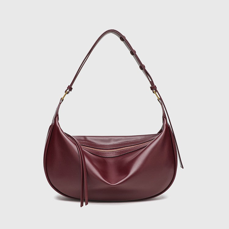 Vintage PU Shoulder Bag - Zipper Top Hobo Purse with Detachable Strap, Adjustable Underarm Bag