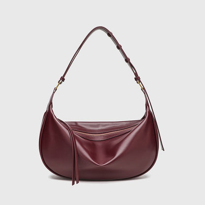 Vintage PU Shoulder Bag - Zipper Top Hobo Purse with Detachable Strap, Adjustable Underarm Bag