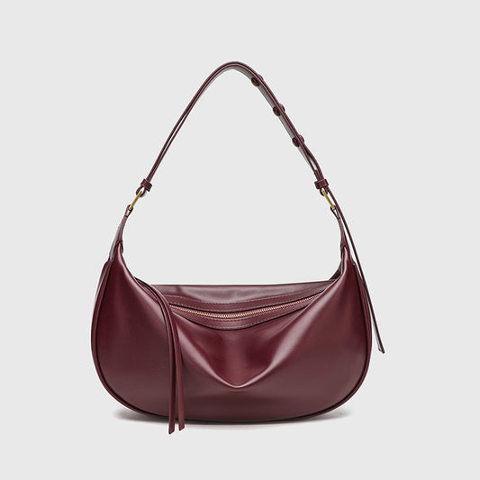 Vintage PU Shoulder Bag - Zipper Top Hobo Purse with Detachable Strap, Adjustable Underarm Bag