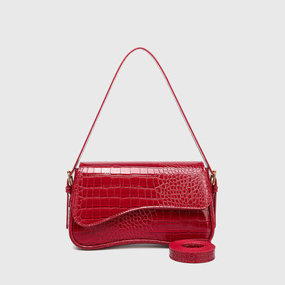 Scale Pattern Square Bag - PU Flap Top Purse with Magnetic Closure, Adjustable Detachable Shoulder Strap