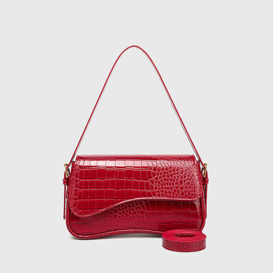 Scale Pattern Square Bag - PU Flap Top Purse with Magnetic Closure, Adjustable Detachable Shoulder Strap