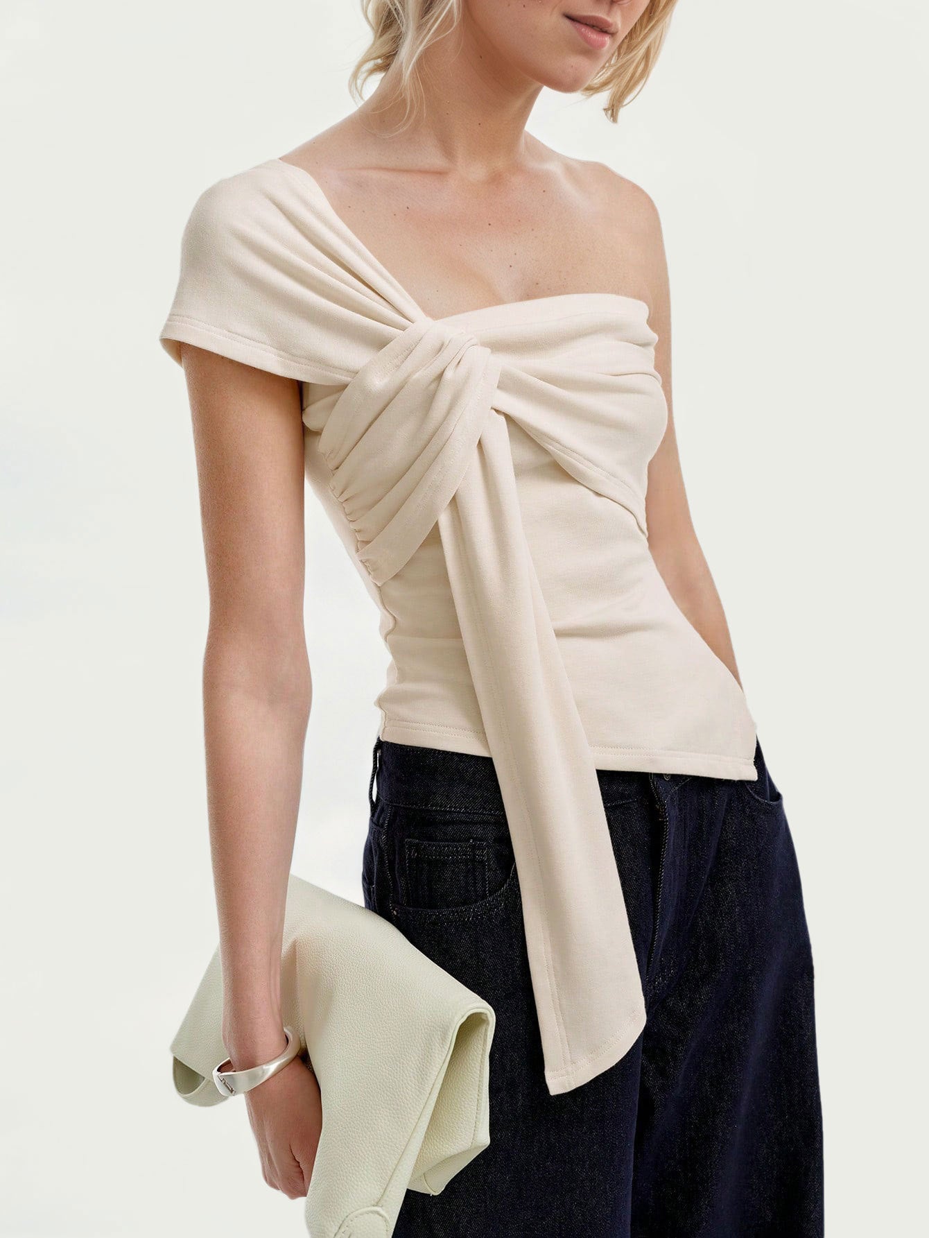Asymmetric Hem Off Shoulder Top for Women, Summer Chic Sleeveless T Shirt Sexy Slim Fit Blouse