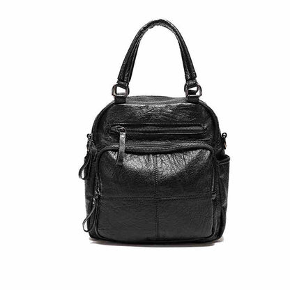 Women's PU Leather Backpack with Multiple Pockets, Convertible Shoulder Bag & Zipper Top Daypack