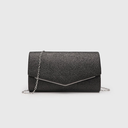 Horizontal Square Clutch Bag for Women, Elegant Polyester Evening Purse with Detachable Chain Strap