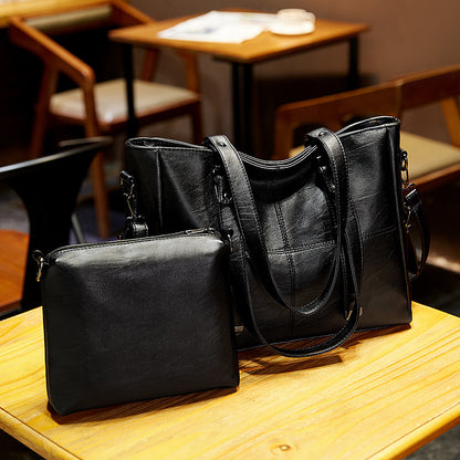 Luxury Genuine Leather Tote Bag for Women - Large Soft Zip Top Work Bag with Detachable Chain Strap Pouch