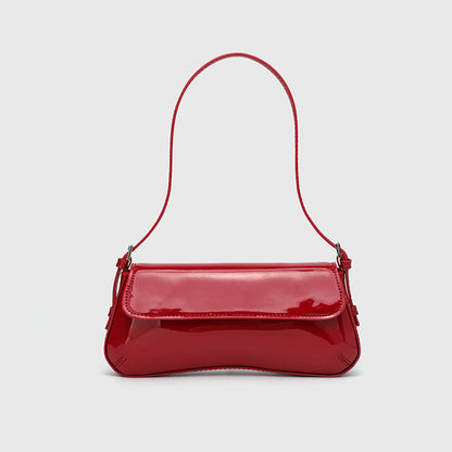 French Style Underarm Bag - PU Horizontal Square Flap Purse, Vintage Shoulder Bag with Adjustable Crossbody Strap