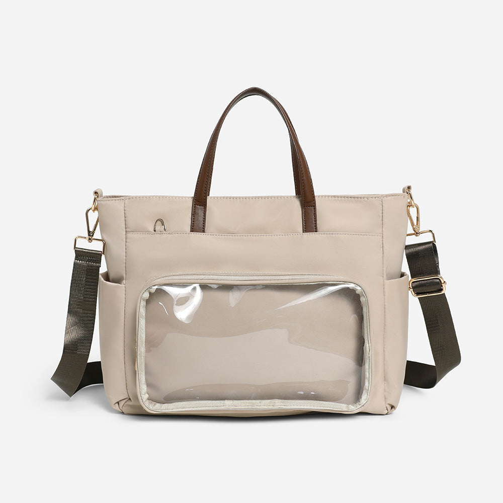 Japanese Style Laptop Tote Bag - Waterproof Oxford Shoulder Bag with Multiple Interlayers, Large Capacity Lightweight Tote with Detachable Adjustable Strap