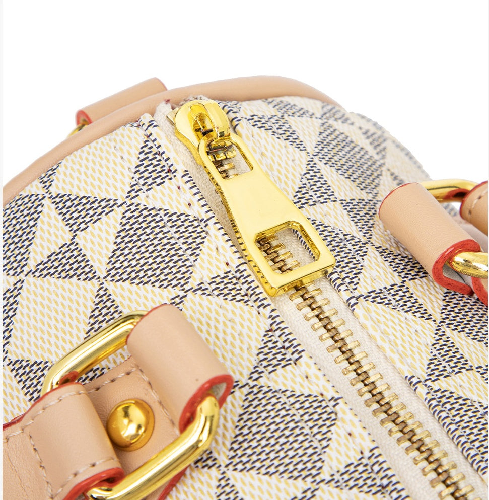 Vintage Boston Bag - PVC Pillow Style Shoulder Bag with Zipper, Retro Women's Purse with Top Handle