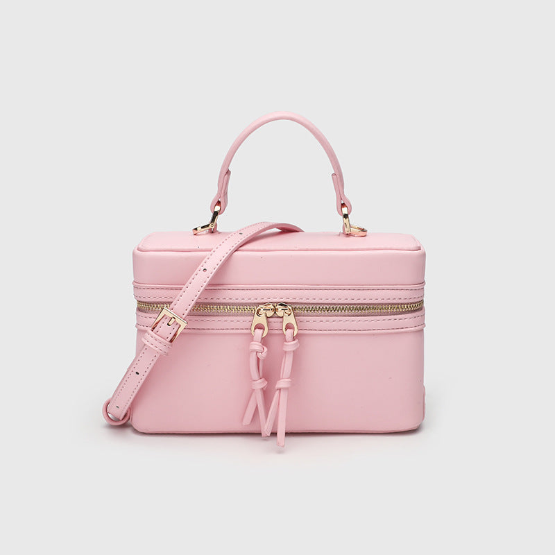 Women's Retro Box Bag with Zipper Closure, Adjustable Shoulder Strap Crossbody Purse with Top Handle