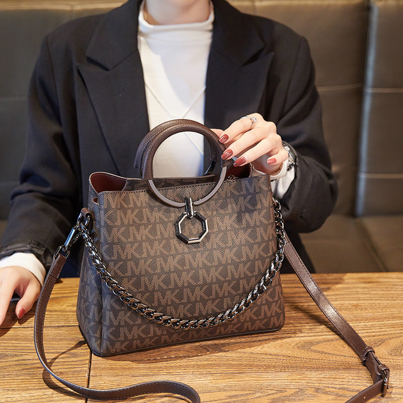 Retro Bucket Bag for Women - Large PVC Crossbody Purse with Metal Handle, Zip Top Boho Shoulder Bag