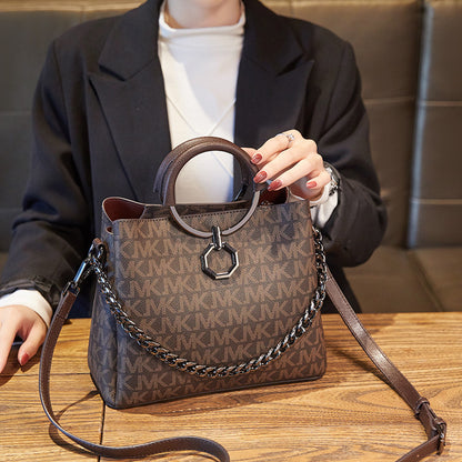 Retro Bucket Bag for Women - Large PVC Crossbody Purse with Metal Handle, Zip Top Boho Shoulder Bag