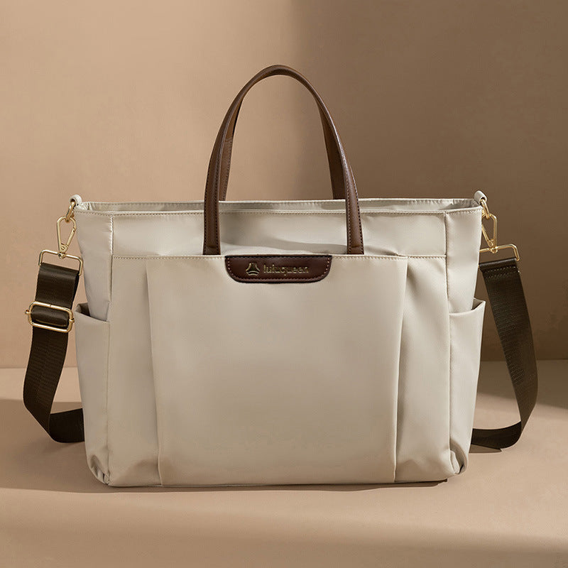 Japanese Style Laptop Tote Bag - Waterproof Oxford Shoulder Bag with Multiple Interlayers, Large Capacity Lightweight Tote with Detachable Adjustable Strap