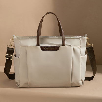 Japanese Style Laptop Tote Bag - Waterproof Oxford Shoulder Bag with Multiple Interlayers, Large Capacity Lightweight Tote with Detachable Adjustable Strap