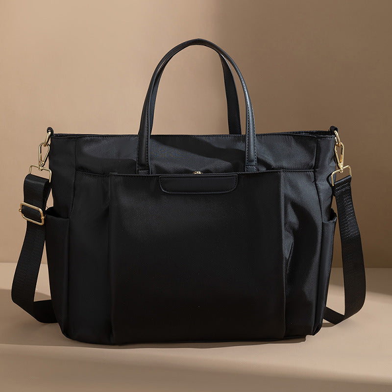 Japanese Style Laptop Tote Bag - Waterproof Oxford Shoulder Bag with Multiple Interlayers, Large Capacity Lightweight Tote with Detachable Adjustable Strap