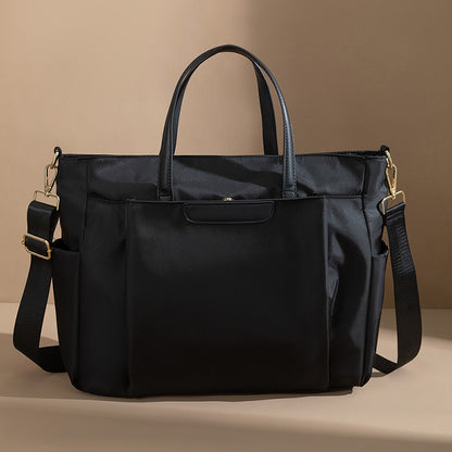 Japanese Style Laptop Tote Bag - Waterproof Oxford Shoulder Bag with Multiple Interlayers, Large Capacity Lightweight Tote with Detachable Adjustable Strap