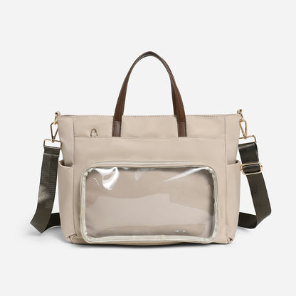 Japanese Style Laptop Tote Bag - Waterproof Oxford Shoulder Bag with Multiple Interlayers, Large Capacity Lightweight Tote with Detachable Adjustable Strap