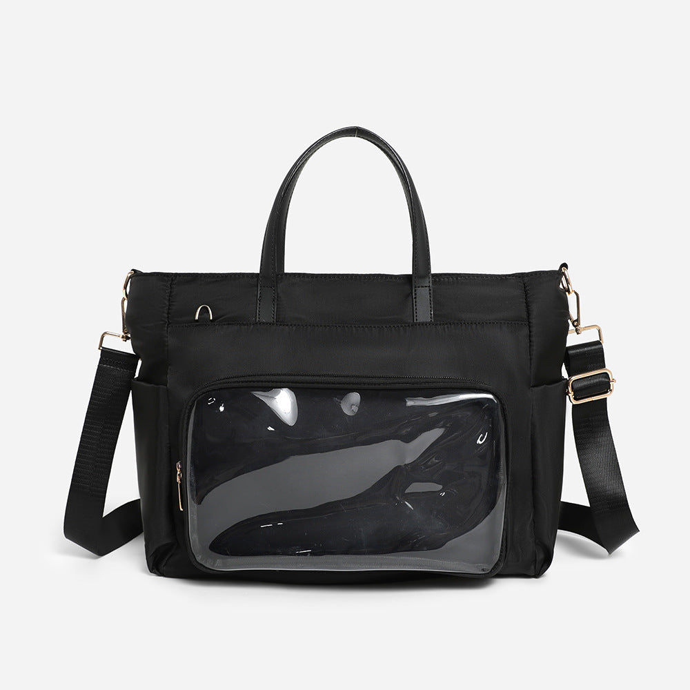 Japanese Style Laptop Tote Bag - Waterproof Oxford Shoulder Bag with Multiple Interlayers, Large Capacity Lightweight Tote with Detachable Adjustable Strap