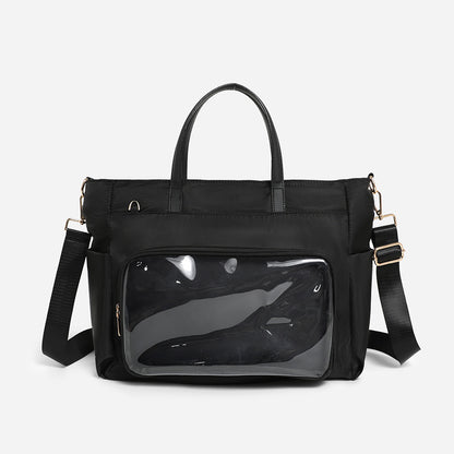 Japanese Style Laptop Tote Bag - Waterproof Oxford Shoulder Bag with Multiple Interlayers, Large Capacity Lightweight Tote with Detachable Adjustable Strap