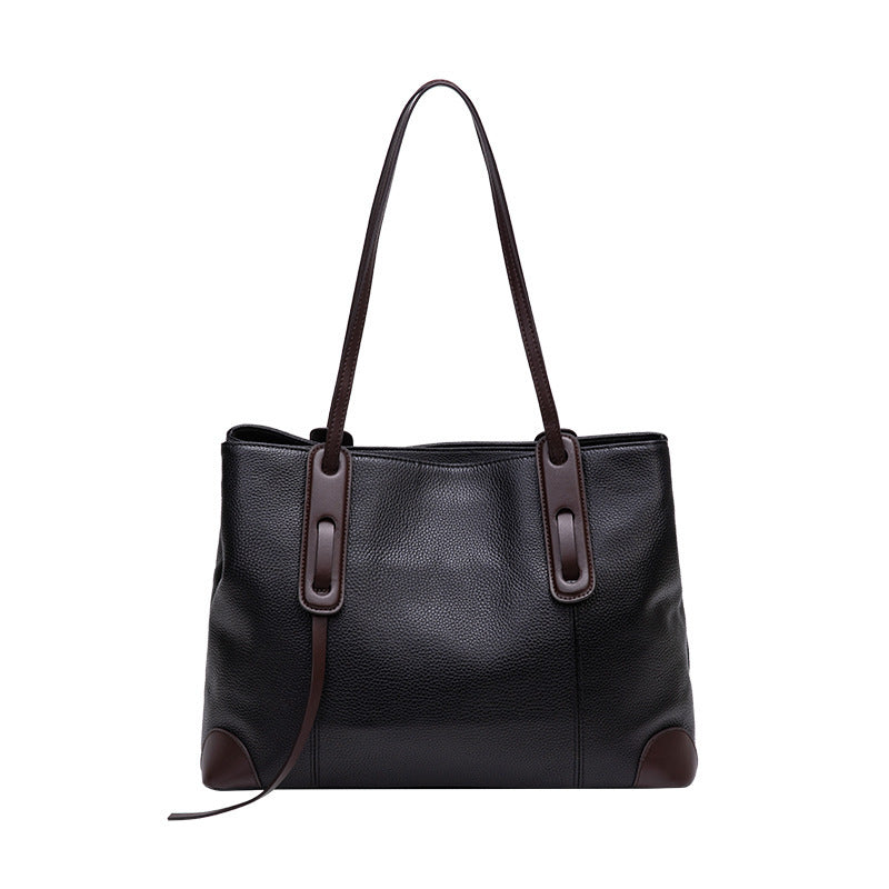 Horizontal Tote Bag for Women - Large Capacity PU Leather Zip Top Work Bag, Soft Structured Shoulder Tote for Commute