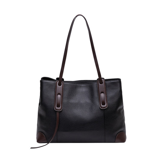 Horizontal Tote Bag for Women - Large Capacity PU Leather Zip Top Work Bag, Soft Structured Shoulder Tote for Commute