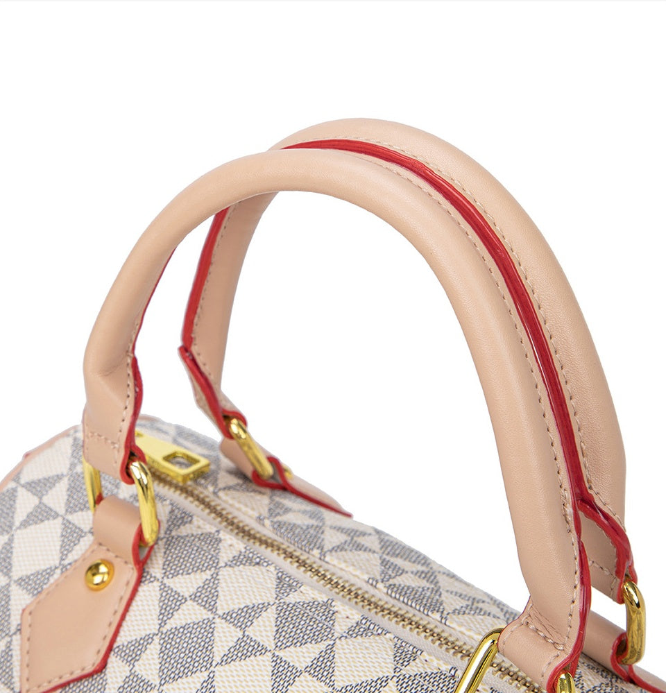 Vintage Boston Bag - PVC Pillow Style Shoulder Bag with Zipper, Retro Women's Purse with Top Handle