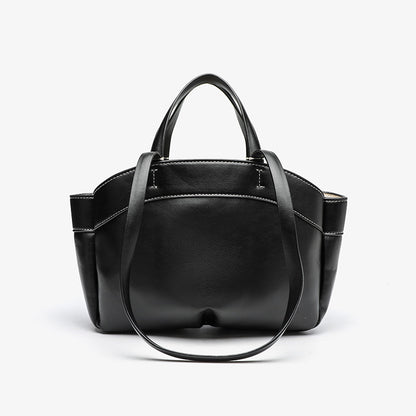 Shell Shape Tote Bag for Women - Medium PU Leather Shoulder Bag, Structured Handle Carry Work Purse