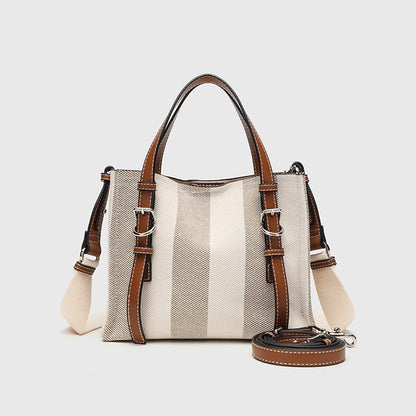Canvas Tote Bag - Square Horizontal Shoulder Bag with Magnetic Closure, Versatile Crossbody Purse with 2 Detachable Straps
