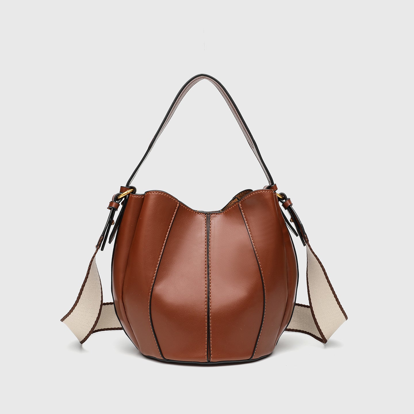 Bucket Shape Tote Bag for Women - Pumpkin Style Drawstring Closure with Magnetic Snap, Convertible Shoulder Bag and Mommy Bag