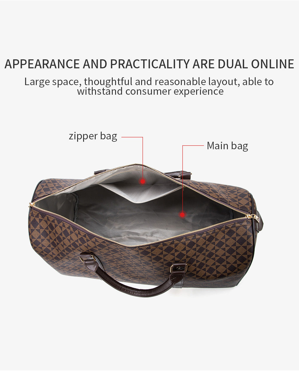 Retro Geometric Print Travel Bag - Large Waterproof PVC Tote with Foldable Design, Unisex Weekender Duffle for Men and Women with Detachable Chain