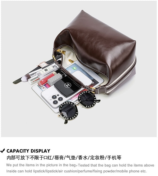 Pillow Shape Square Bag - Waxed PU Leather Zip Top Purse for Women, Convertible Shoulder Bag with 2 Detachable Straps