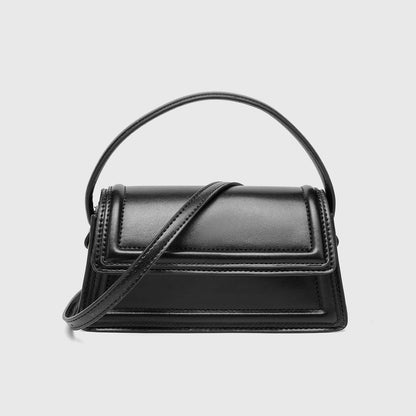 Magnetic Closure Saddle Bag - Adjustable Brown & Black PU Mini Crossbody Bag, Convertible Flap Handbag with Detachable Strap