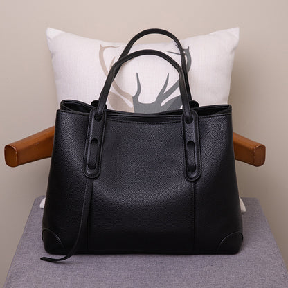 Horizontal Tote Bag for Women - Large Capacity PU Leather Zip Top Work Bag, Soft Structured Shoulder Tote for Commute