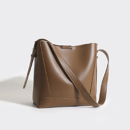 Vintage Bucket Bag for Women - Large PU Leather Commuter Tote with Magnetic Closure, Adjustable & Detachable Shoulder Strap and Zip Top