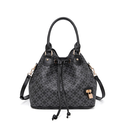 Large Capacity PU Bucket Bag for Women - Korean Style Drawstring Tote with Adjustable Strap, Commuter Shoulder Bag