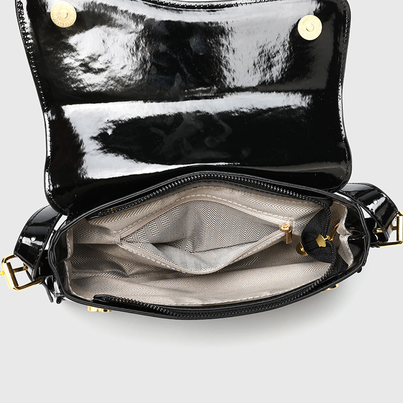 Flap Closure Shoulder Bag - PU Simple Women's Horizontal Square Purse, Underarm Crossbody Bag with 2 Detachable Straps