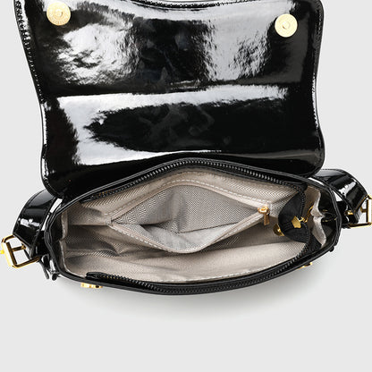 Flap Closure Shoulder Bag - PU Simple Women's Horizontal Square Purse, Underarm Crossbody Bag with 2 Detachable Straps