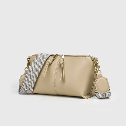 Double Zipper Shell Bag for Women - Lightweight Adjustable Crossbody Purse, Minimalist Commuter Bag with Detachable Strap