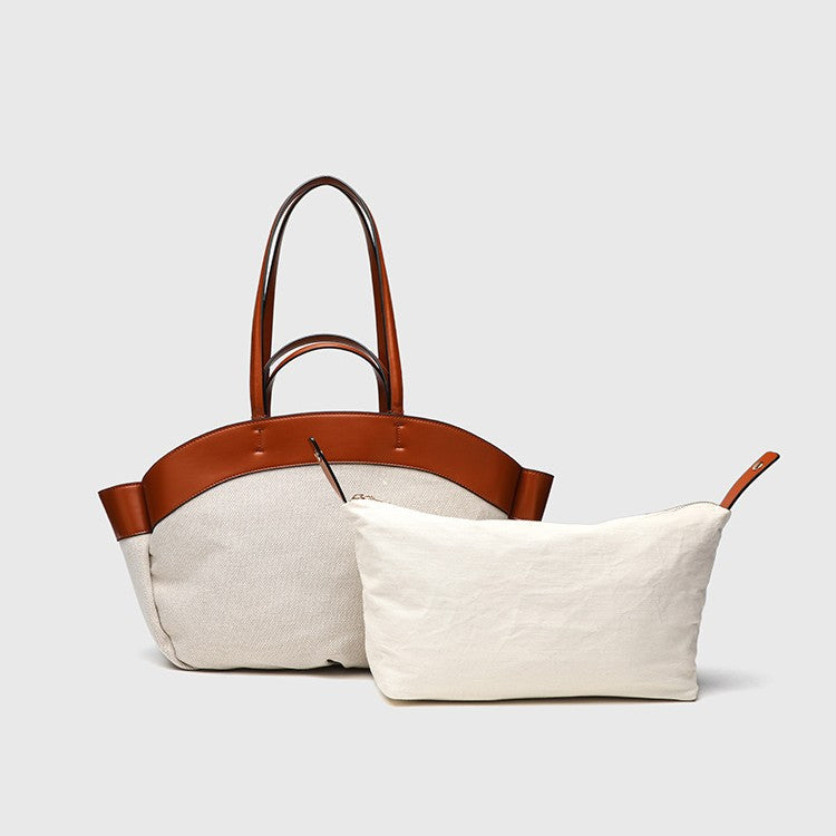 Linen Hobo Bag - Patchwork Large Capacity Tote for Work, Open Top Shoulder Bag with Handles