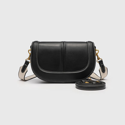 Shell Shape Saddle Bag - PU Flap Top Purse with Magnetic Closure, Women's Shoulder Bag with 2 Detachable Straps