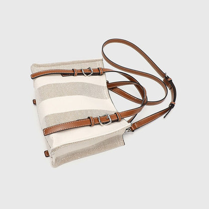 Canvas Tote Bag - Square Horizontal Shoulder Bag with Magnetic Closure, Versatile Crossbody Purse with 2 Detachable Straps
