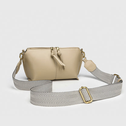 Double Zipper Shell Bag for Women - Lightweight Adjustable Crossbody Purse, Minimalist Commuter Bag with Detachable Strap