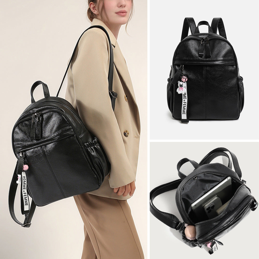 Waterproof PU Backpack - Large Capacity Travel Bookbag with Zip Top, Durable Student Backpack with Carry Handle